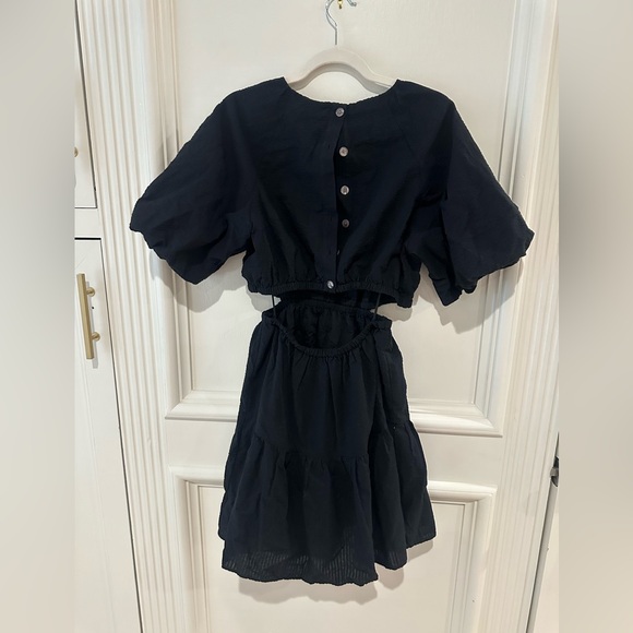 Madewell Seersucker Puff Sleeve Cutout Mini Dress - Picture 12 of 13